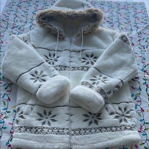 Women's White and Brown Ski Jacket